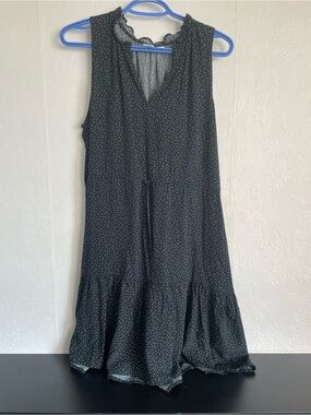 GAP Sleeveless Black Polka Dot V-Neck Dress